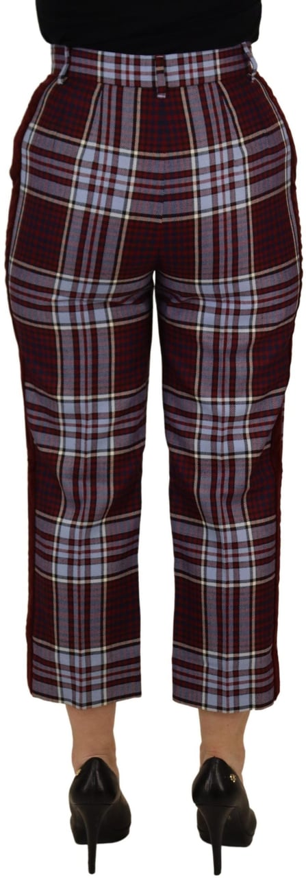 Dolce & Gabbana Gray Checked High Waist Cropped Trouser Pants Grijs