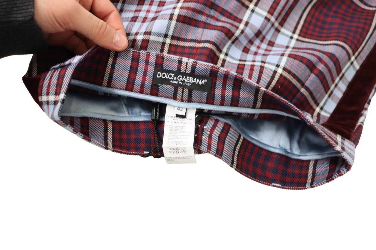 Dolce & Gabbana Gray Checked High Waist Cropped Trouser Pants Grijs