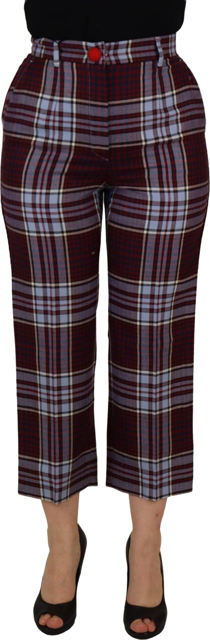 Dolce & Gabbana Gray Checked High Waist Cropped Trouser Pants Grijs