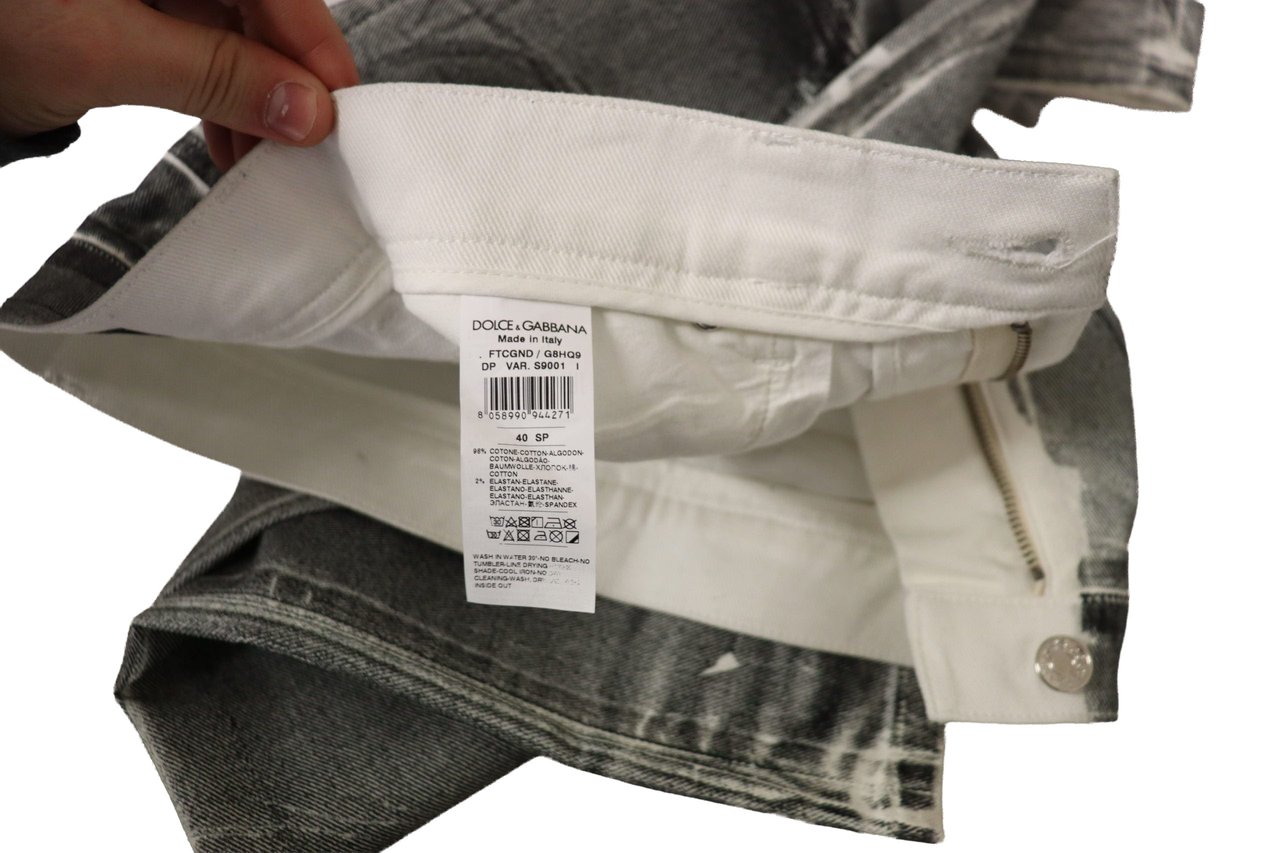 Dolce & Gabbana Grey Washed High Waist Denim Pants Cotton Jeans Grijs