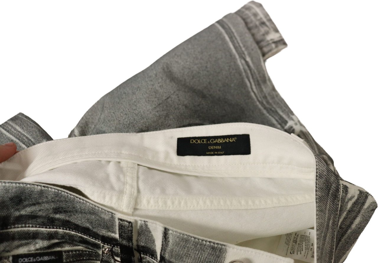 Dolce & Gabbana Grey Washed High Waist Denim Pants Cotton Jeans Grijs