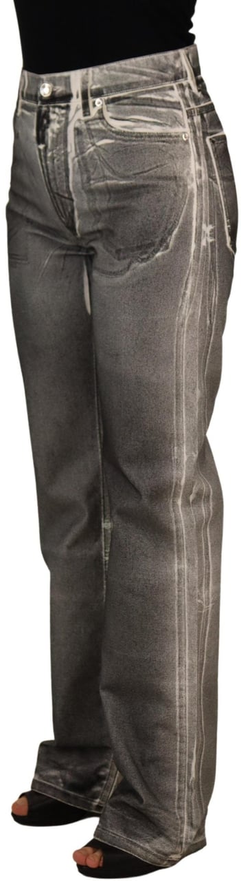 Dolce & Gabbana Grey Washed High Waist Denim Pants Cotton Jeans Grijs