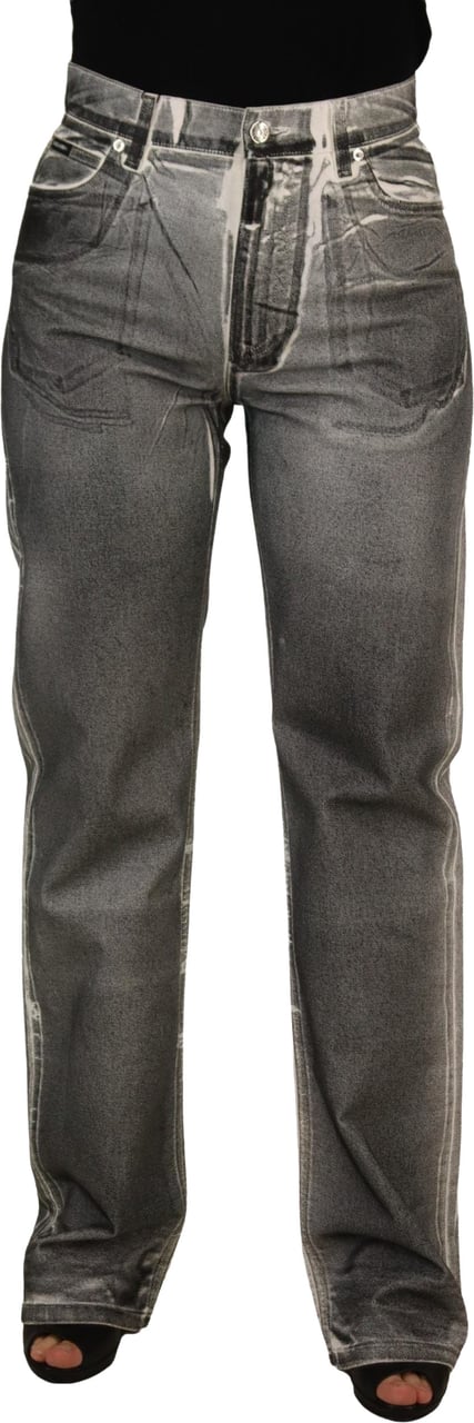 Dolce & Gabbana Grey Washed High Waist Denim Pants Cotton Jeans Grijs