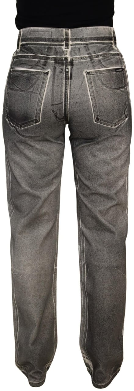Dolce & Gabbana Grey Washed High Waist Denim Pants Cotton Jeans Grijs