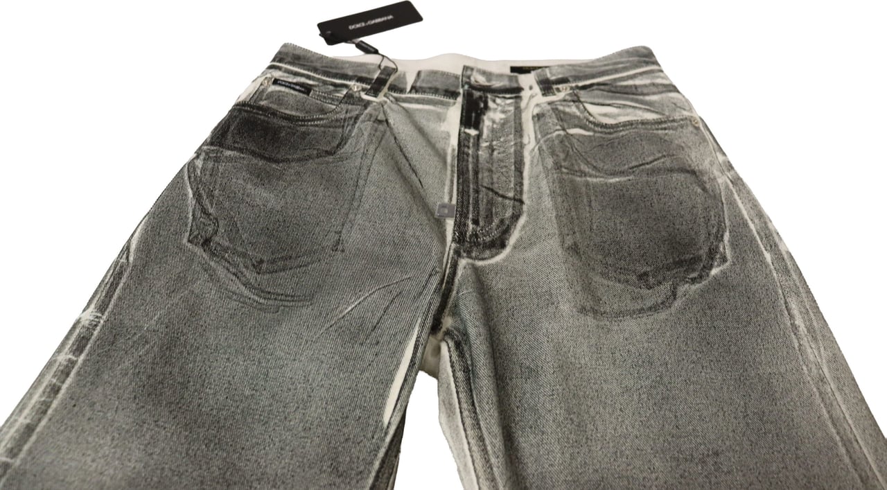 Dolce & Gabbana Grey Washed High Waist Denim Pants Cotton Jeans Grijs