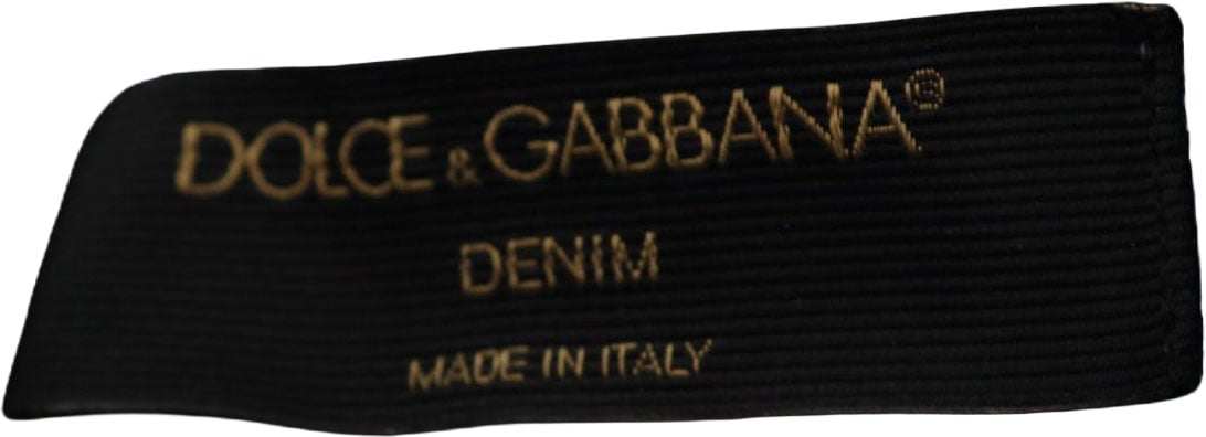 Dolce & Gabbana Blue Denim Crystal Embellished Pants Jeans Blauw