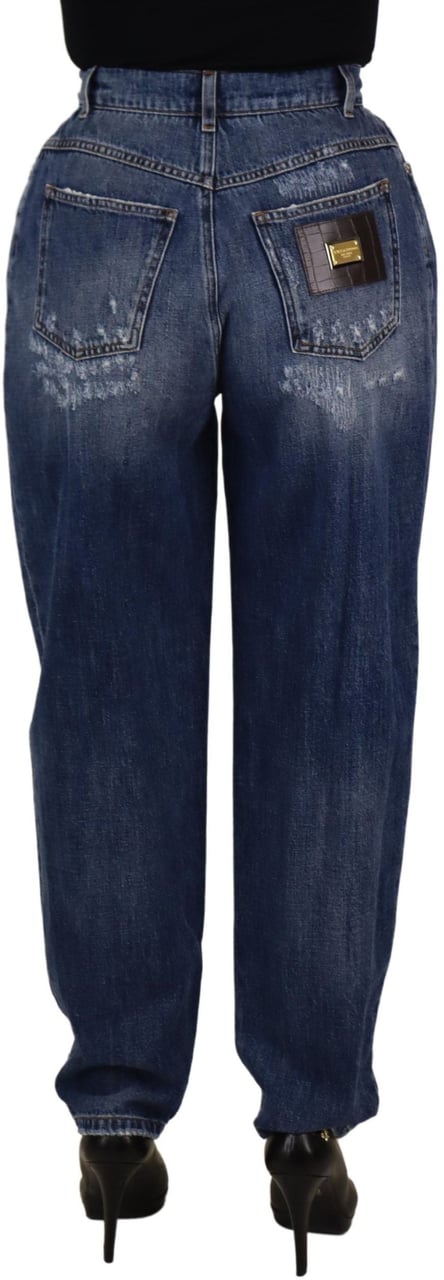 Dolce & Gabbana Blue Washed High Waist Loose Fit Pants Blauw