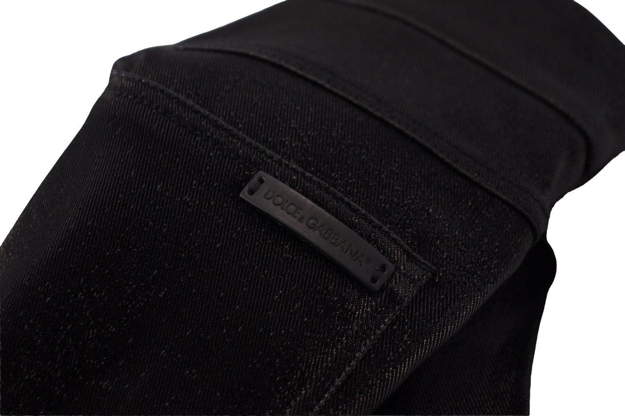 Dolce & Gabbana Black Washed Cotton Skinny Denim Jeans Zwart