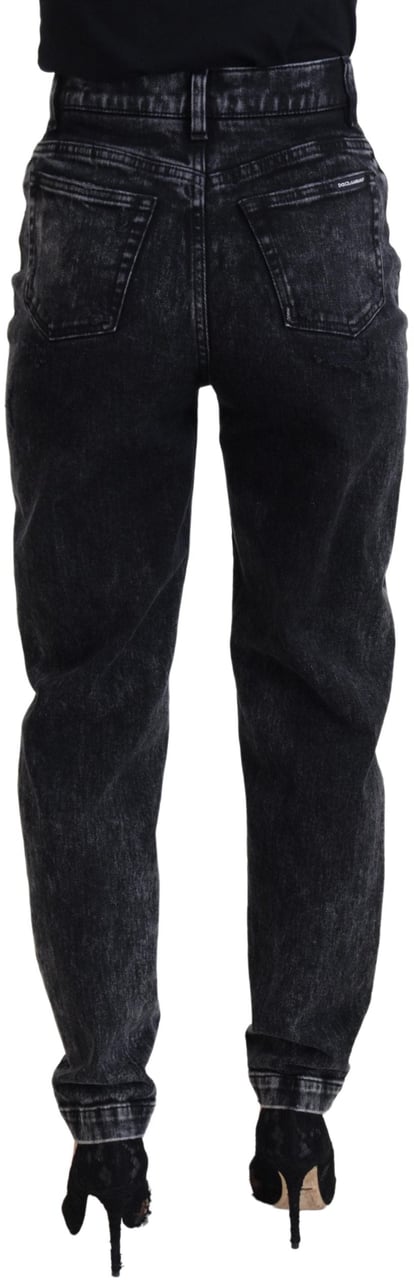 Dolce & Gabbana Black Washed Cotton High Waist Denim Jeans Zwart
