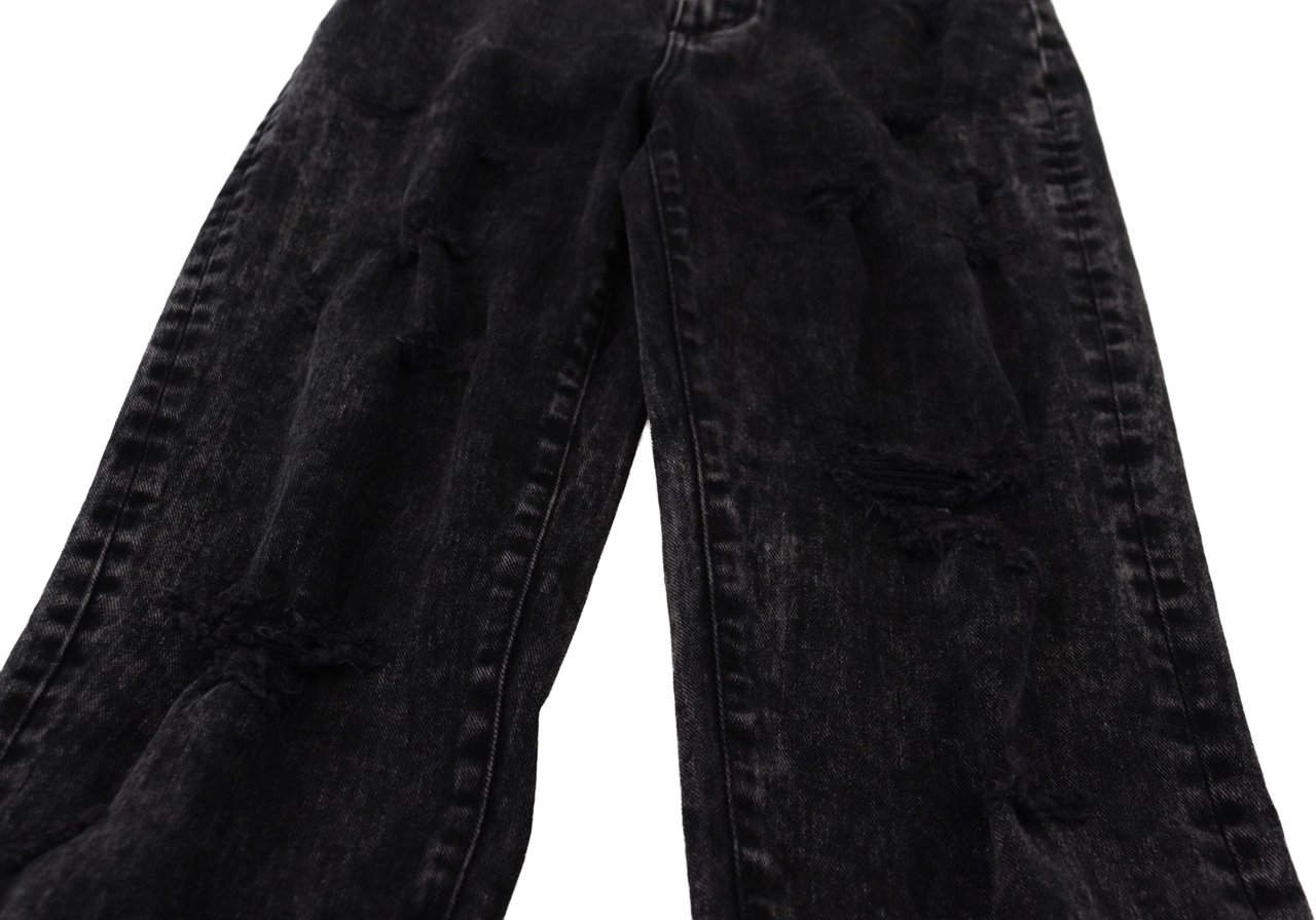 Dolce & Gabbana Black Washed Cotton High Waist Denim Jeans Zwart