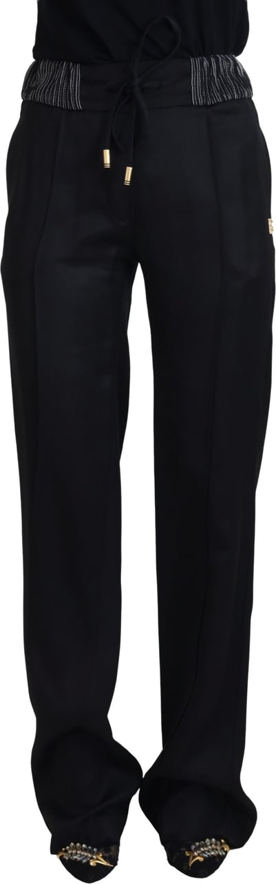 Dolce & Gabbana Black Straight Fit Cotton Pants Zwart