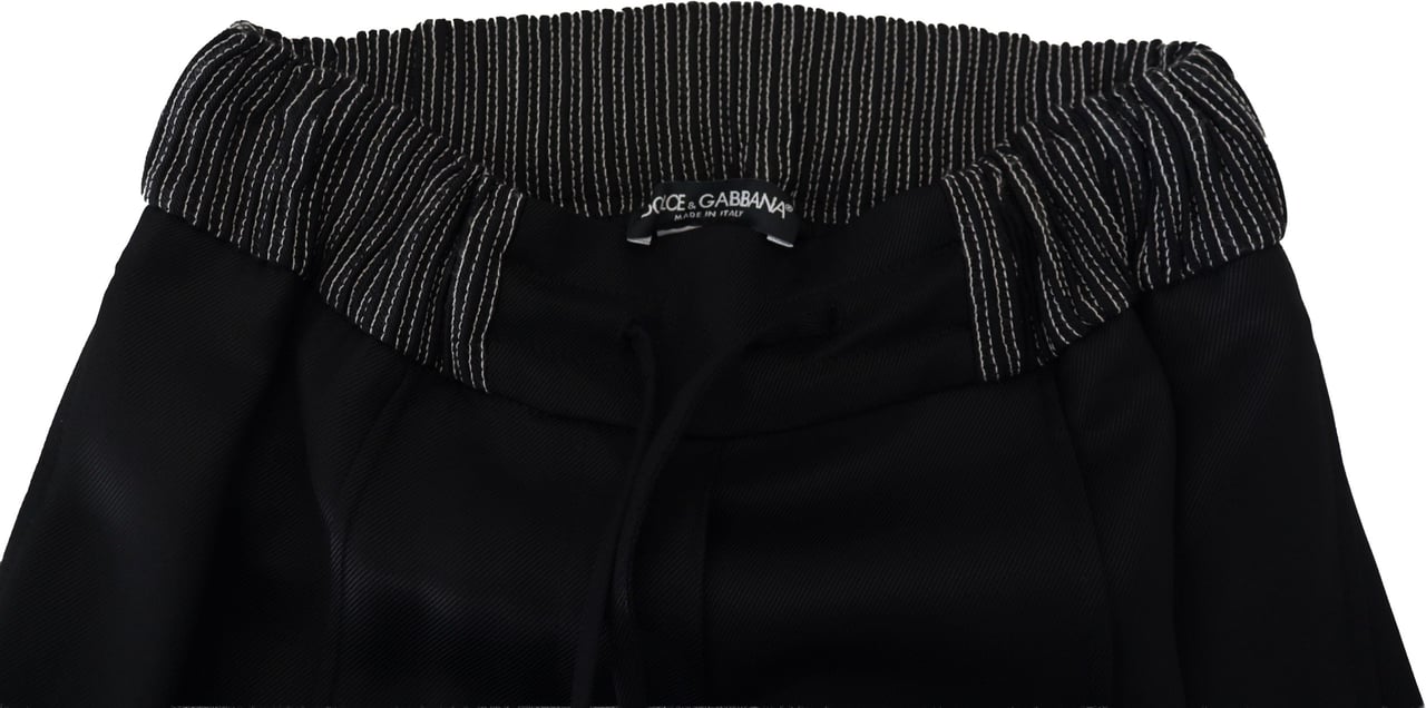 Dolce & Gabbana Black Straight Fit Cotton Pants Zwart