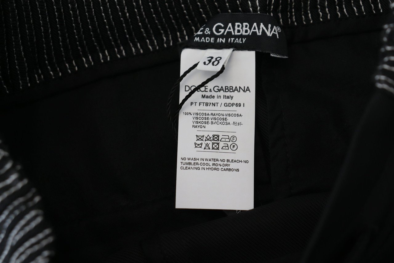 Dolce & Gabbana Black Straight Fit Cotton Pants Zwart