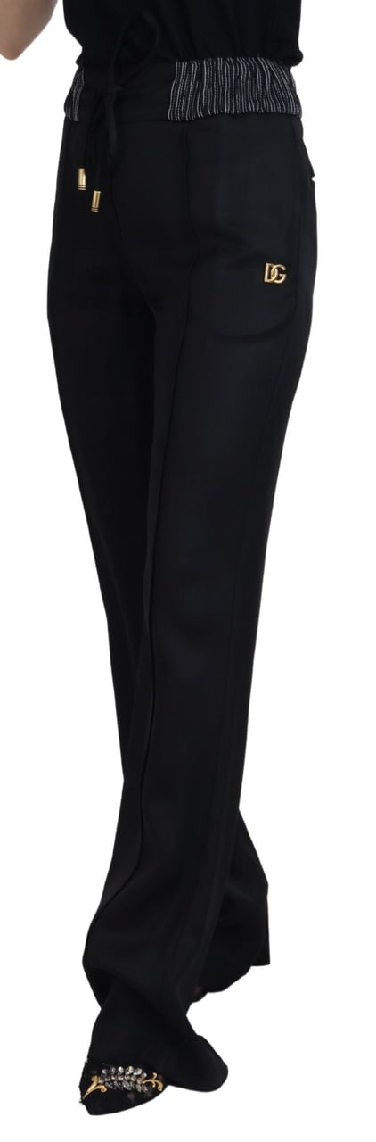 Dolce & Gabbana Black Straight Fit Cotton Pants Zwart