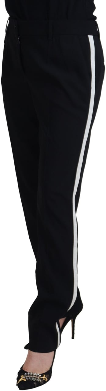 Dolce & Gabbana Black Tapered Women Wool Pants Zwart
