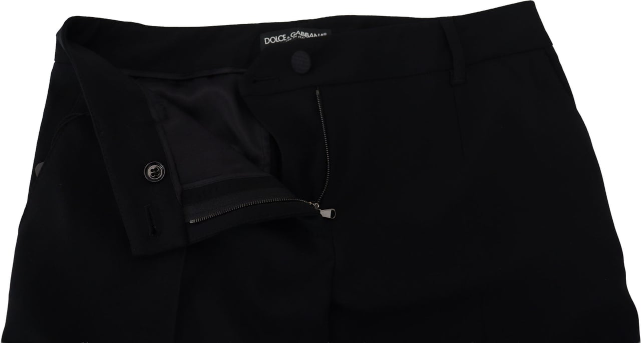 Dolce & Gabbana Black Tapered Women Wool Pants Zwart