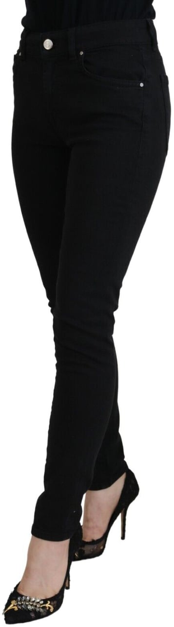Dolce & Gabbana Black Cotton High Waist Casual Denim Jeans Zwart
