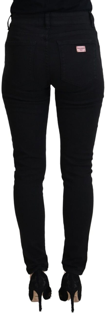 Dolce & Gabbana Black Cotton High Waist Casual Denim Jeans Zwart