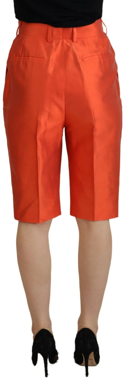 Dolce & Gabbana Orange Silk High Waist Cropped Pants Oranje