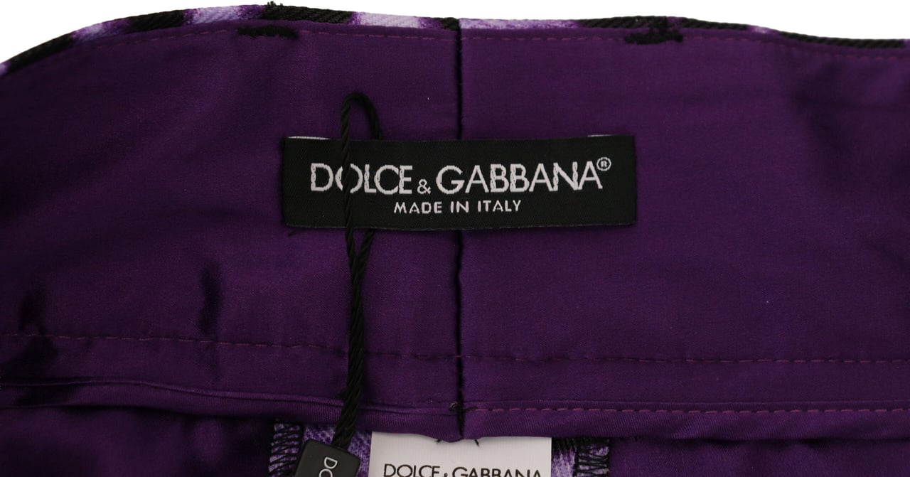 Dolce & Gabbana Purple Leopard Print High Waist Pants Paars