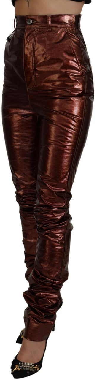 Dolce & Gabbana Metallic Bronze High Waist Skinny Jeans Metallic
