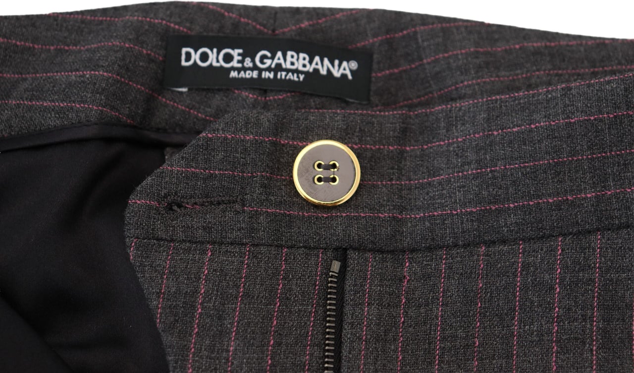 Dolce & Gabbana Gray Stripes Wool Tapered Women Pants Grijs