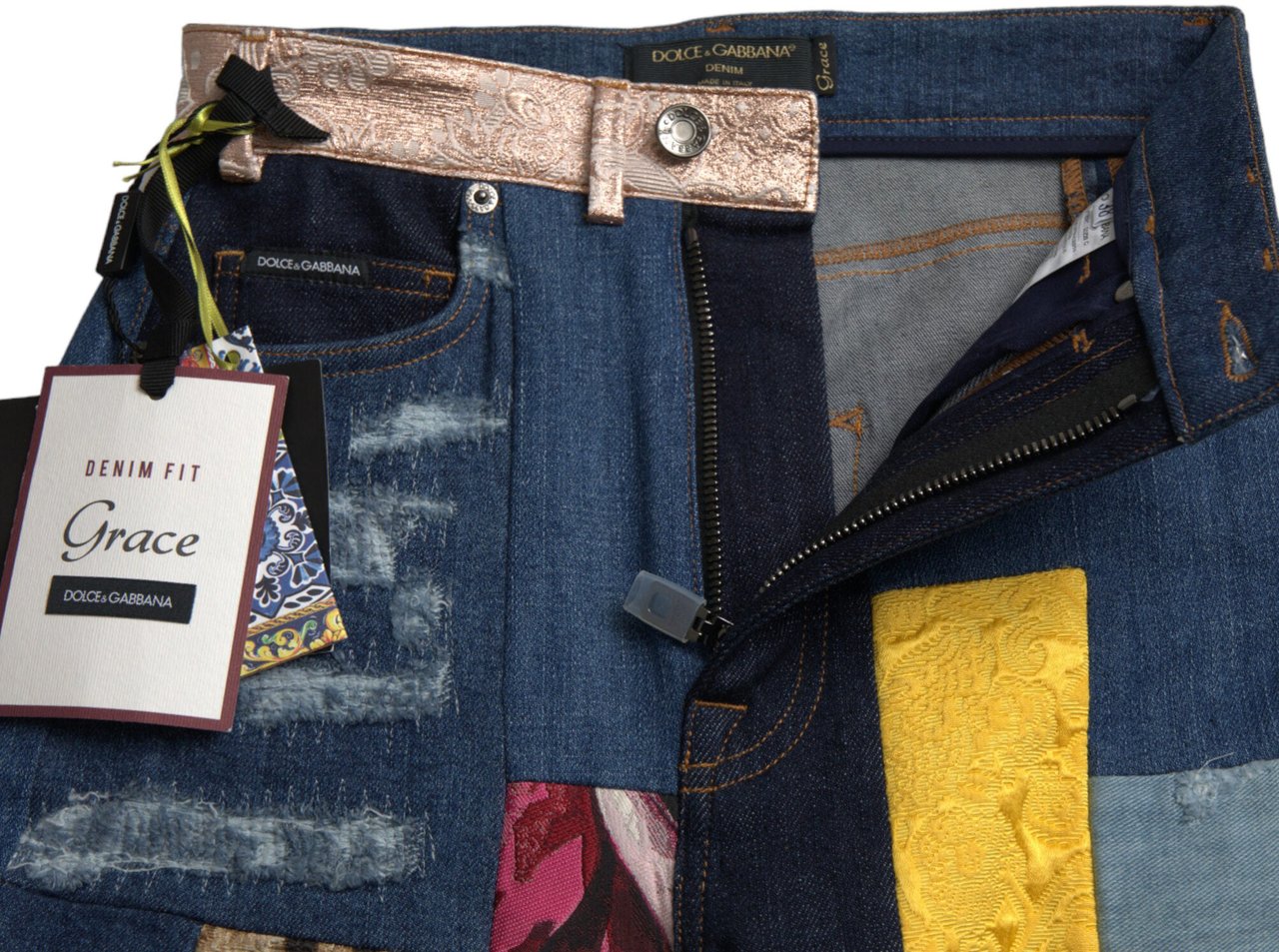 Dolce & Gabbana Multicolor Patchwork GRACE Skinny Denim Jeans Divers