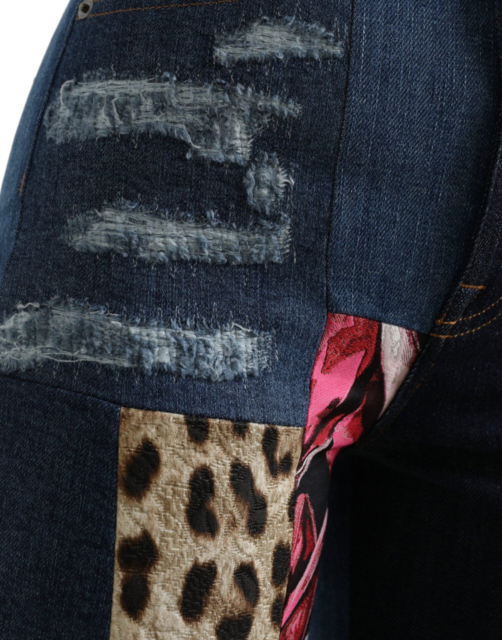 Dolce & Gabbana Multicolor Patchwork GRACE Skinny Denim Jeans Divers