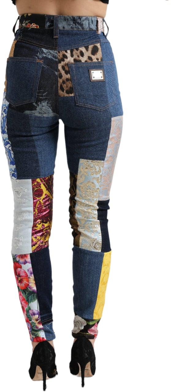 Dolce & Gabbana Multicolor Patchwork GRACE Skinny Denim Jeans Divers