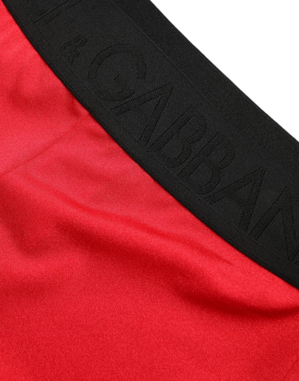 Dolce & Gabbana Red Nylon DG Logo Slim Leggings Pants Rood
