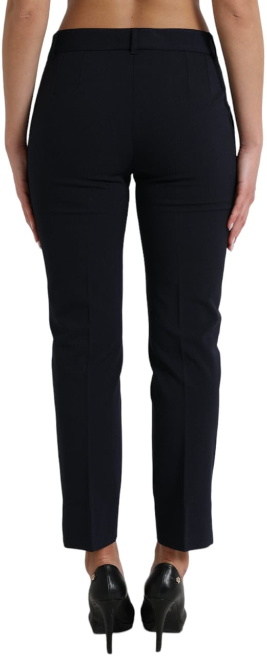 Dolce & Gabbana Blue Mid Waist Tapered Cropped Pants Blauw