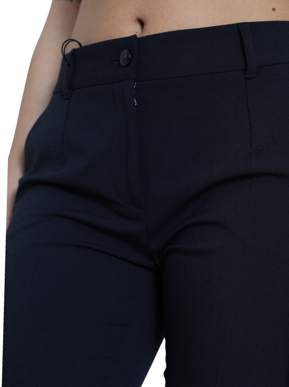 Dolce & Gabbana Blue Mid Waist Tapered Cropped Pants Blauw