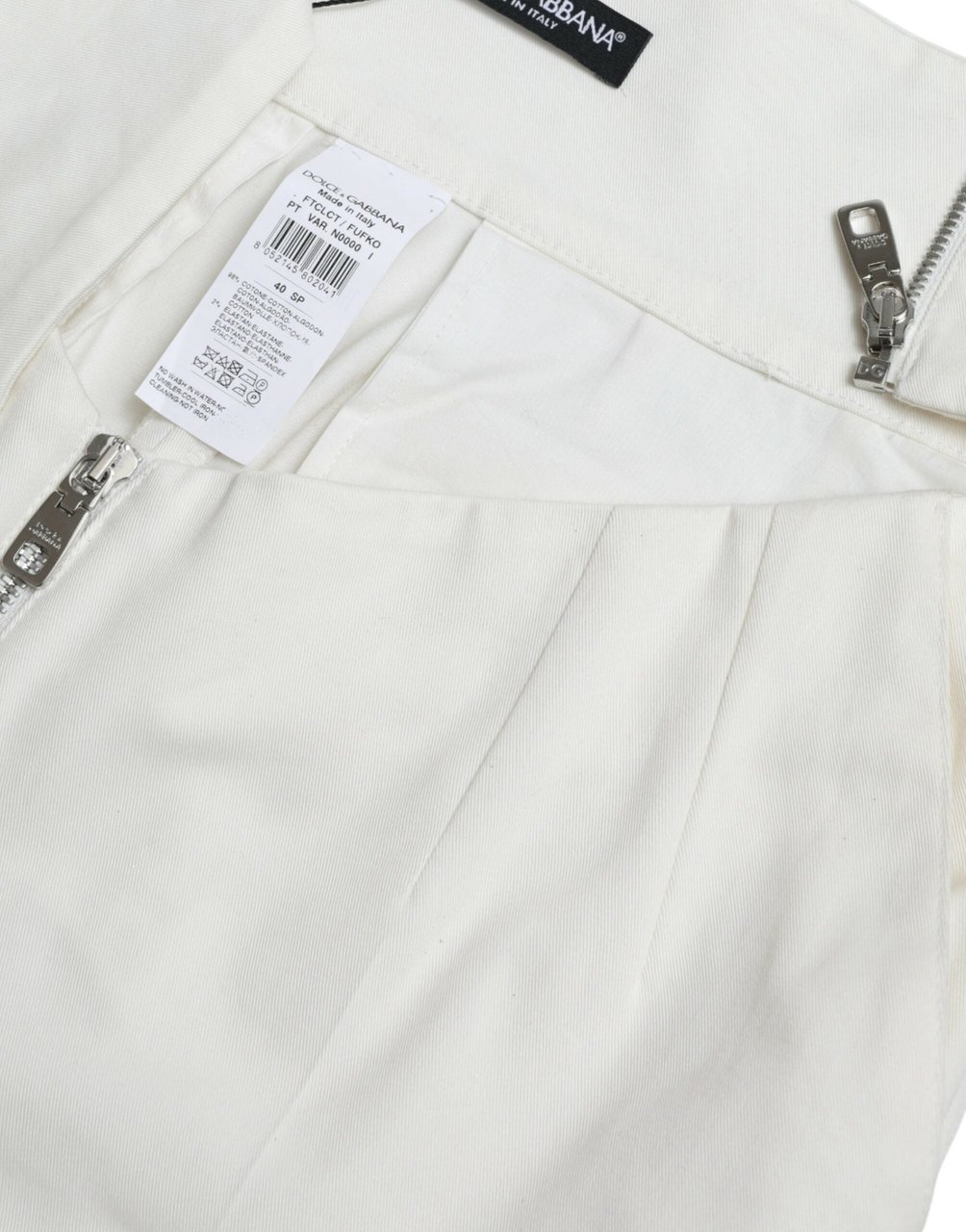 Dolce & Gabbana Black White Cotton Cut Out Waist Tapered Pants Zwart