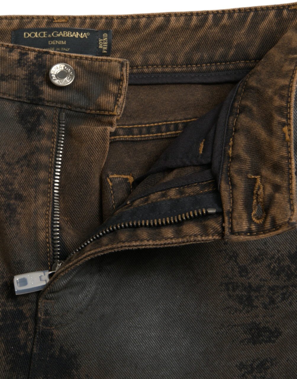 Dolce & Gabbana Brown BOYFRIEND Mid Waist Cotton Denim Jeans Bruin