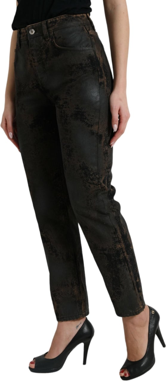 Dolce & Gabbana Brown BOYFRIEND Mid Waist Cotton Denim Jeans Bruin