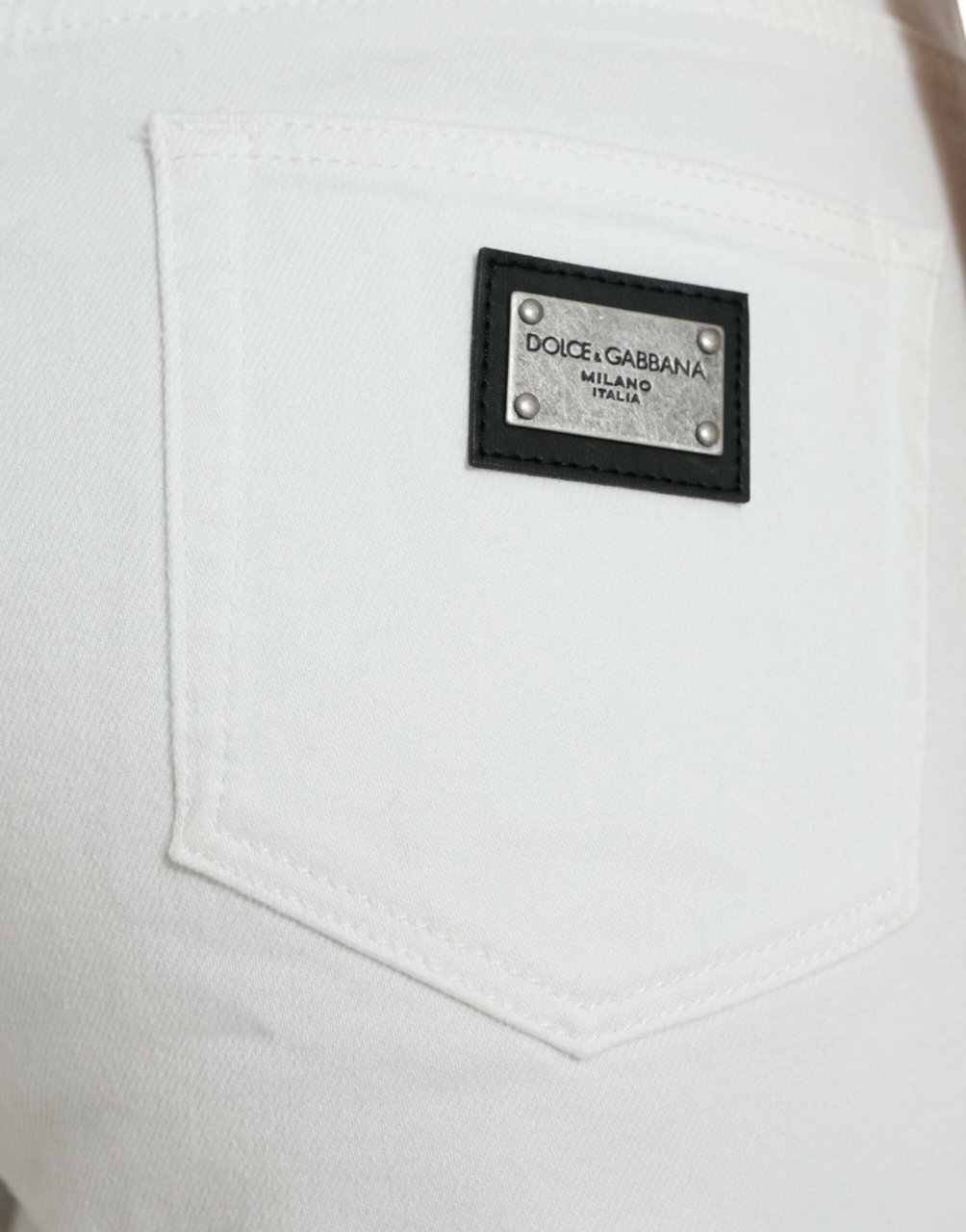 Dolce & Gabbana White Cotton Cropped Wide Leg Denim Jeans Wit