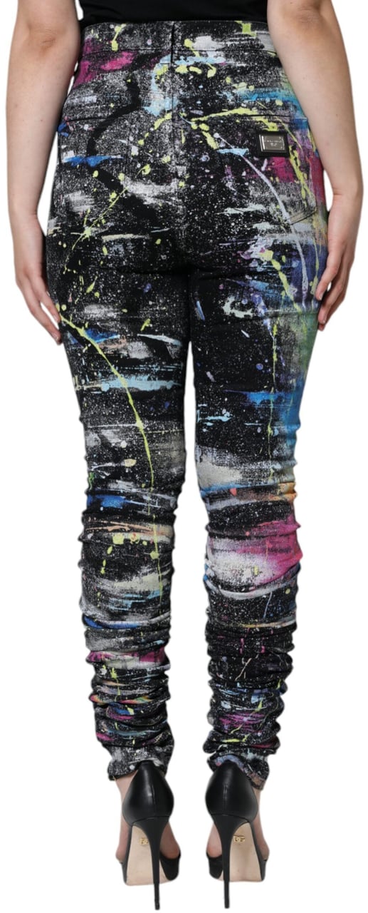 Dolce & Gabbana Multicolor Splatter Paint Cotton Skinny Denim Jeans Divers
