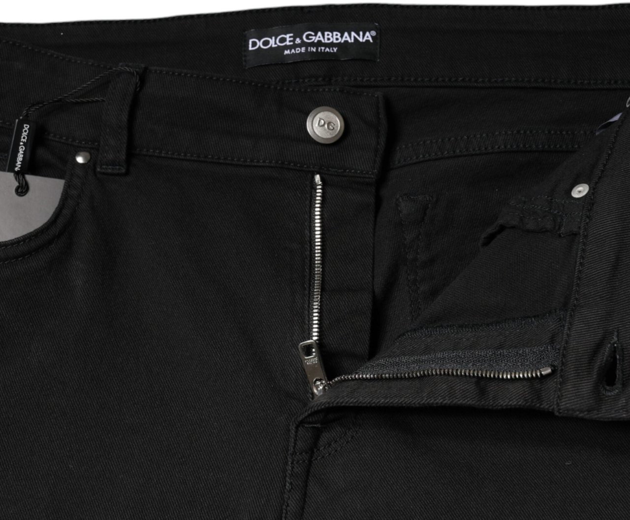 Dolce & Gabbana Black Cotton Stretch Skinny Denim Jeans Zwart