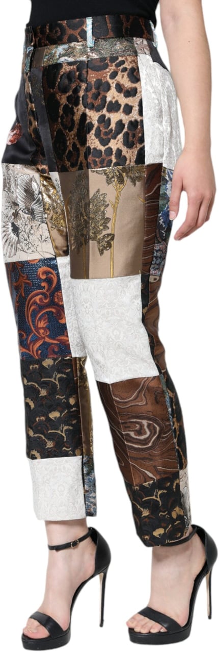Dolce & Gabbana Multicolor Patchwork Jacquard High Waist Pants Divers