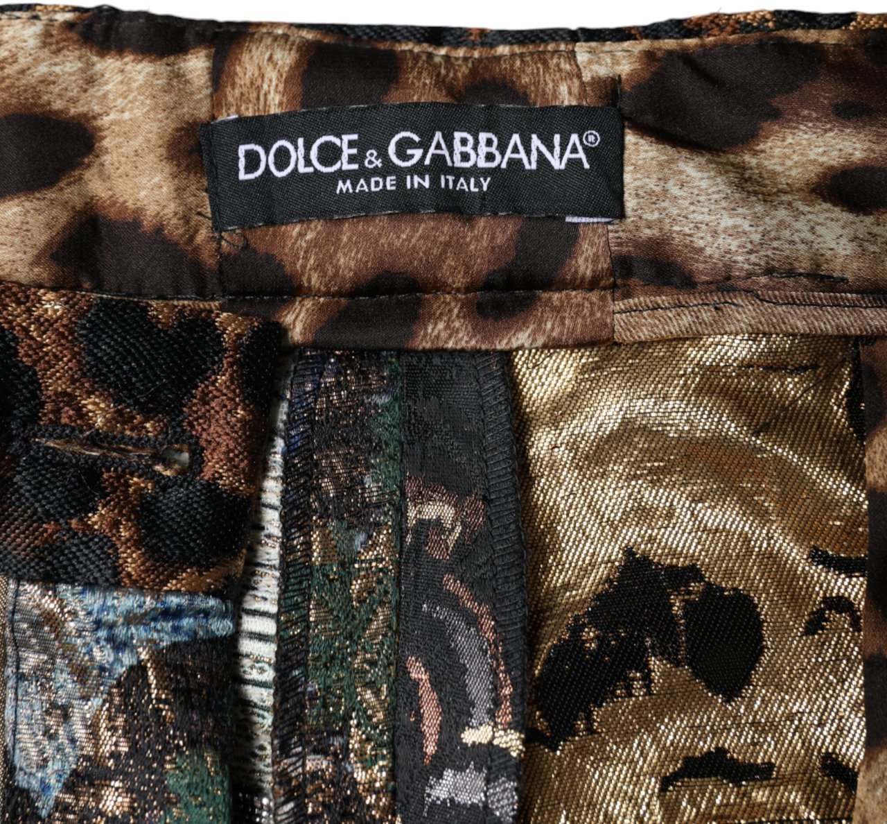 Dolce & Gabbana Multicolor Patchwork Jacquard High Waist Pants Divers
