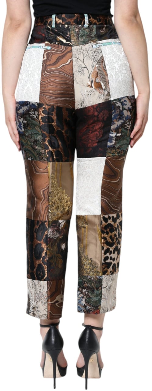 Dolce & Gabbana Multicolor Patchwork Jacquard High Waist Pants Divers