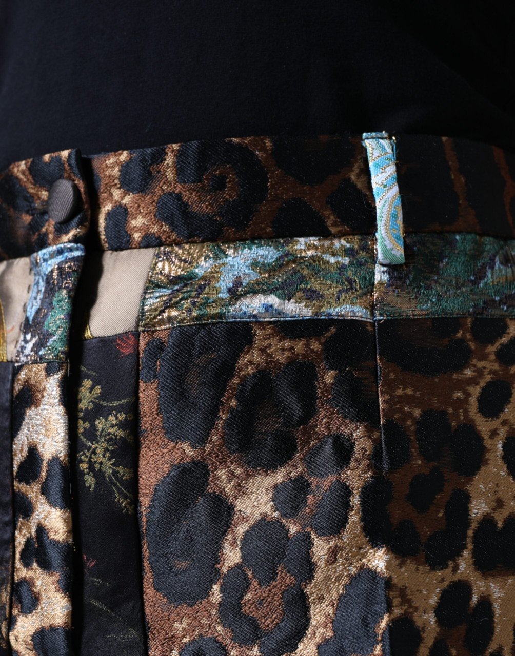 Dolce & Gabbana Multicolor Patchwork Jacquard High Waist Pants Divers