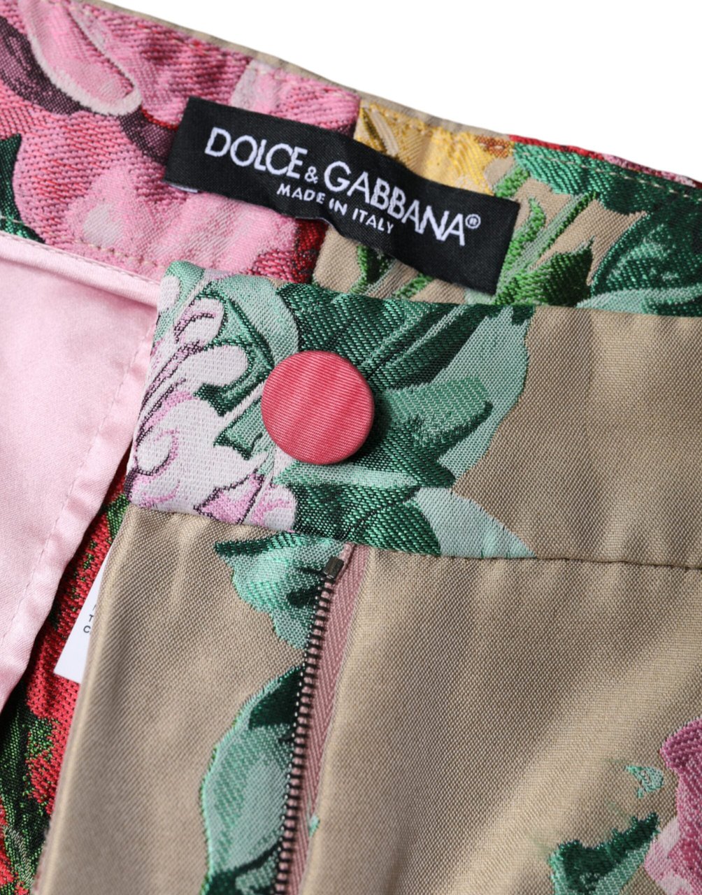 Dolce & Gabbana Beige Floral Jacquard High Waist Tapered Pants Beige