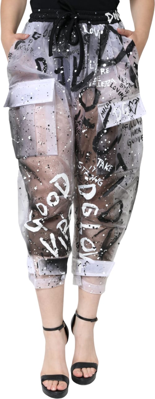 Dolce & Gabbana White See Through Logo Cropped Cargo Pants Wit