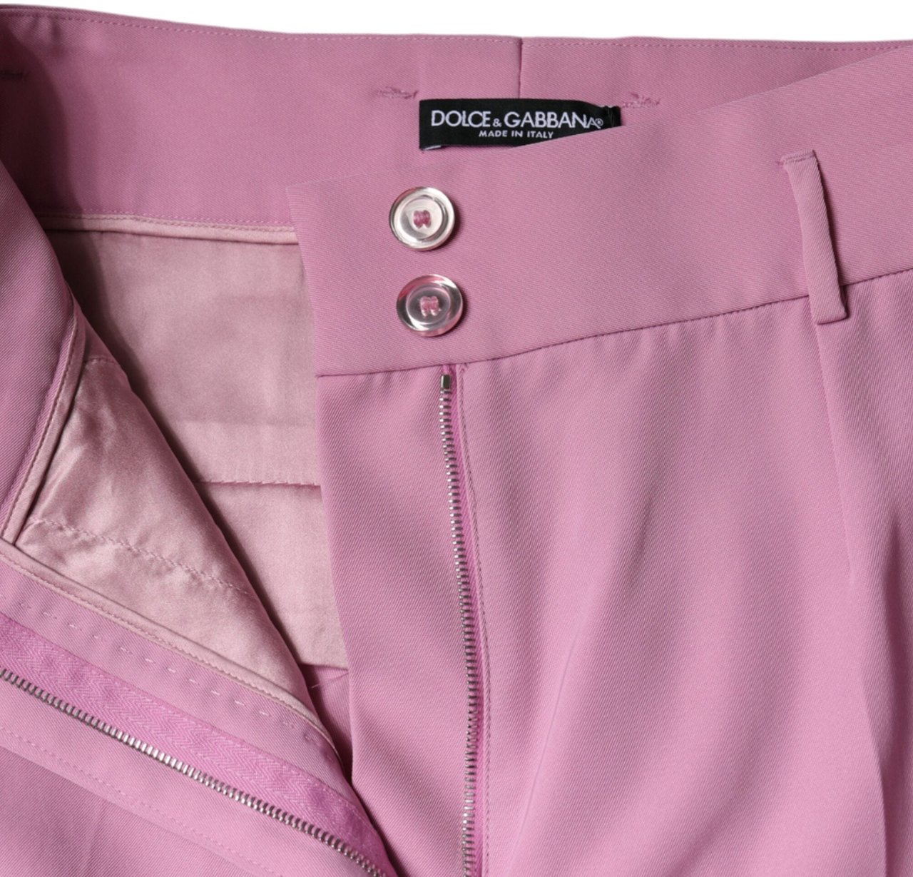 Dolce & Gabbana Pink Polyester High Waist Women Tapered Pants Roze