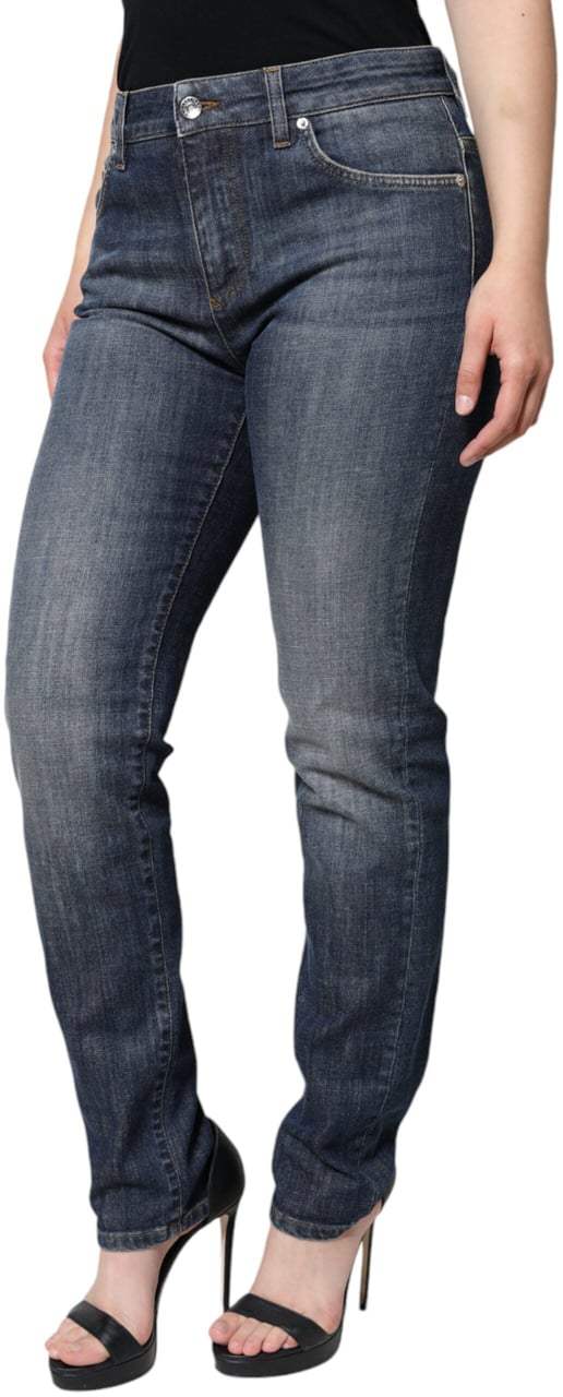 Dolce & Gabbana Dark Blue Cotton Stretch Skinny Denim Jeans Blauw