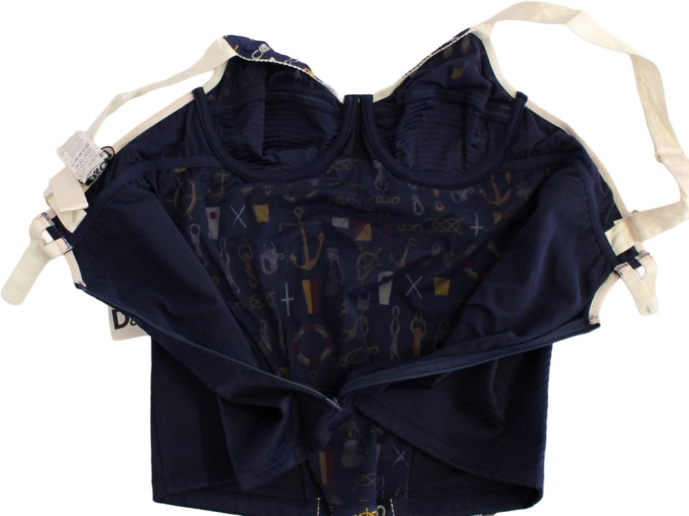 Dolce & Gabbana Blue Sailor Motive Tank Top Blauw