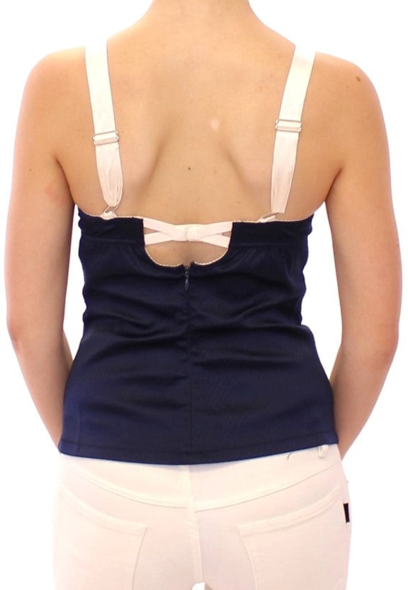 Dolce & Gabbana Blue Sailor Motive Tank Top Blauw