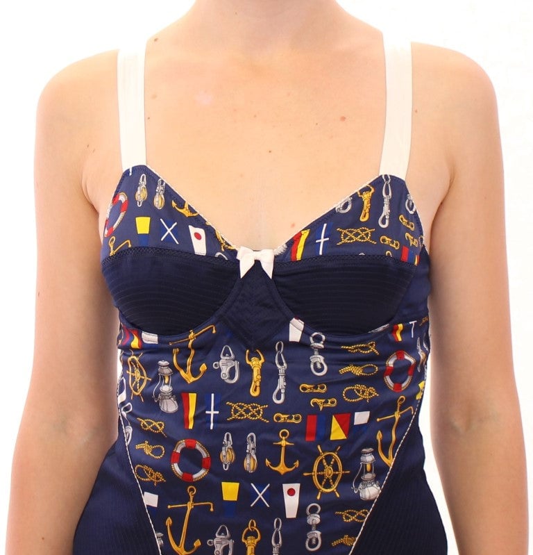Dolce & Gabbana Blue Sailor Motive Tank Top Blauw