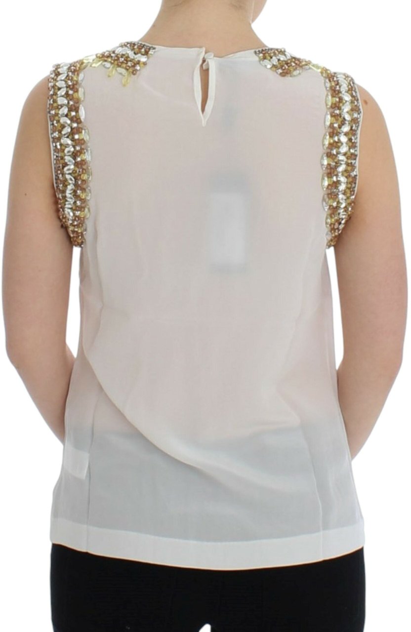 Dolce & Gabbana White crystal embellished tank top Wit